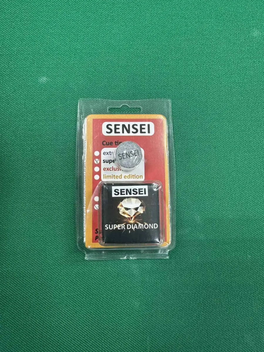 Наклейка для більярдної кики SENSEI super extrem 14mm + крейда Super Diamond у блістері 1 шматок. изображение